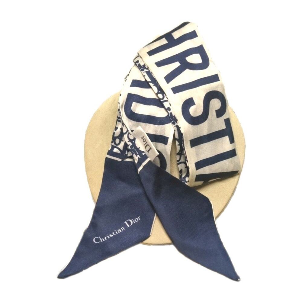 Christian Dior Mitzah Scarf Hair Ribbon Oblique Silk Bandeau